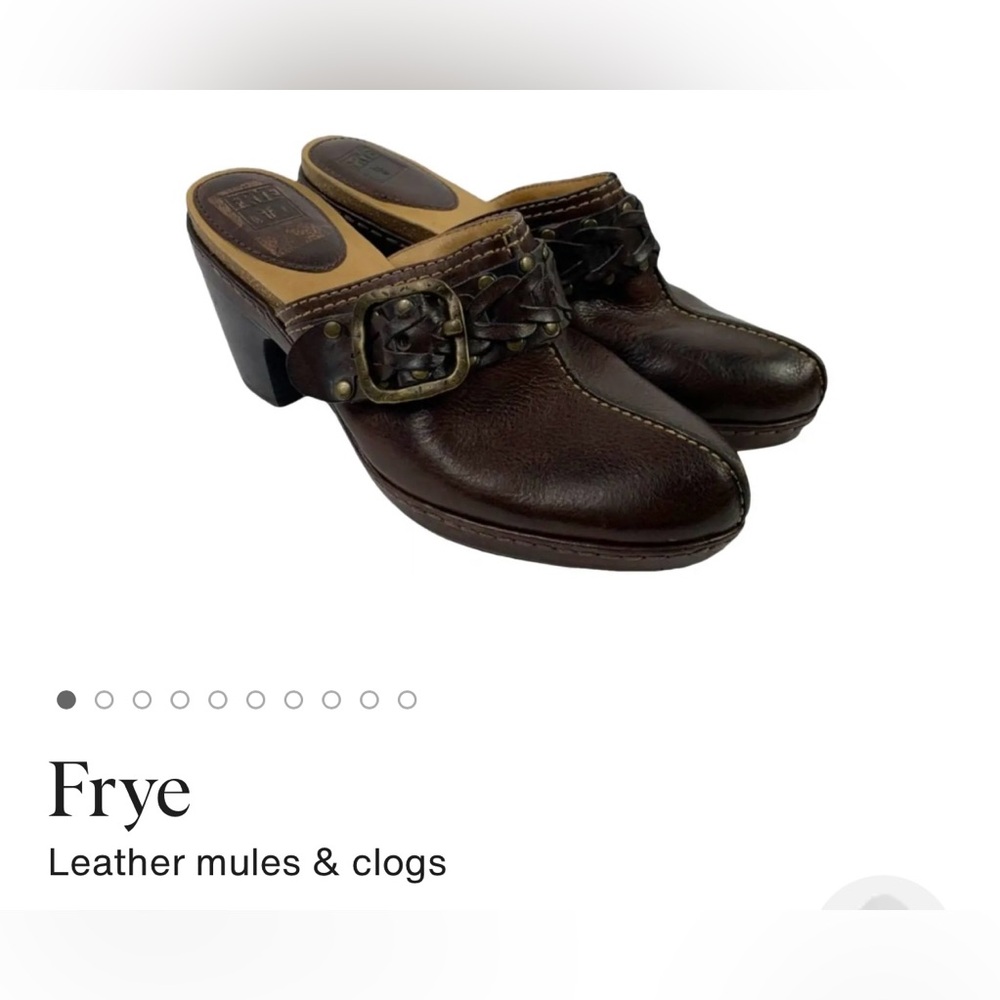 WOMENS FRYE CANDICE WOVEN HARNESS BROWN LEATHER
MULES CLOGS 🔥